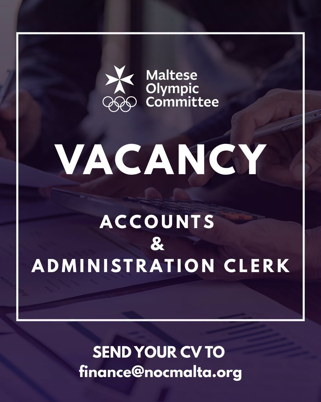 Maltese Olympic Committee seeks Accounts and Administration Clerk